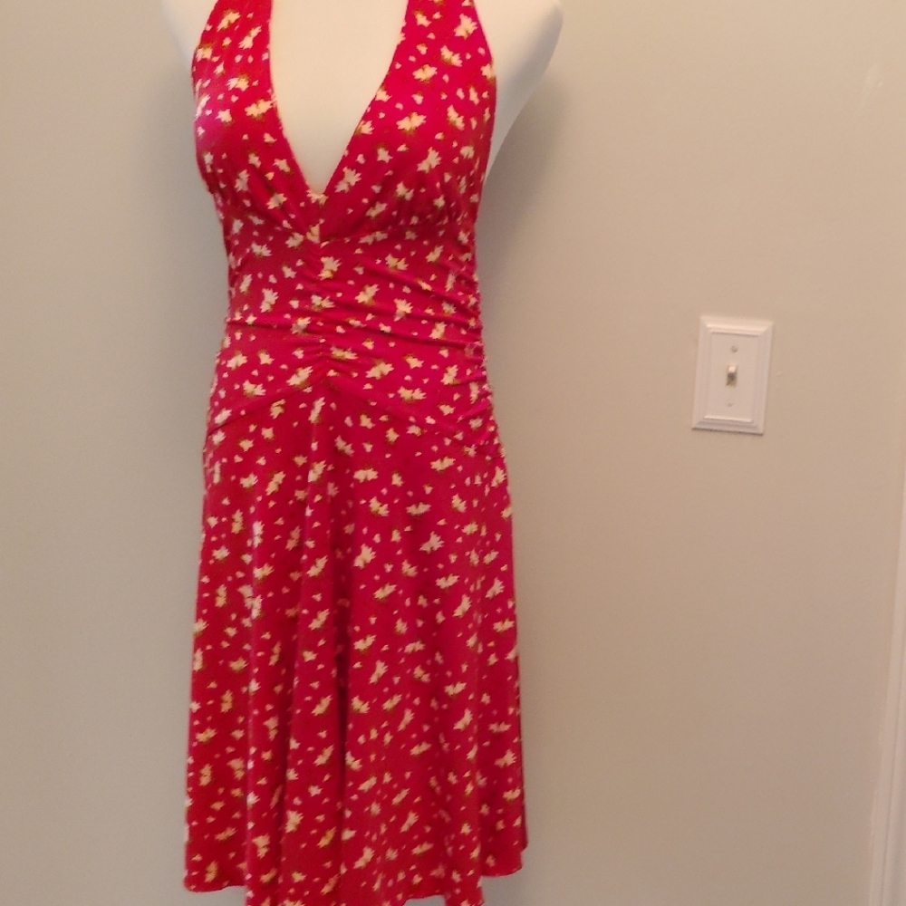 JB by Julie Brown Red Dress with White Floral Design